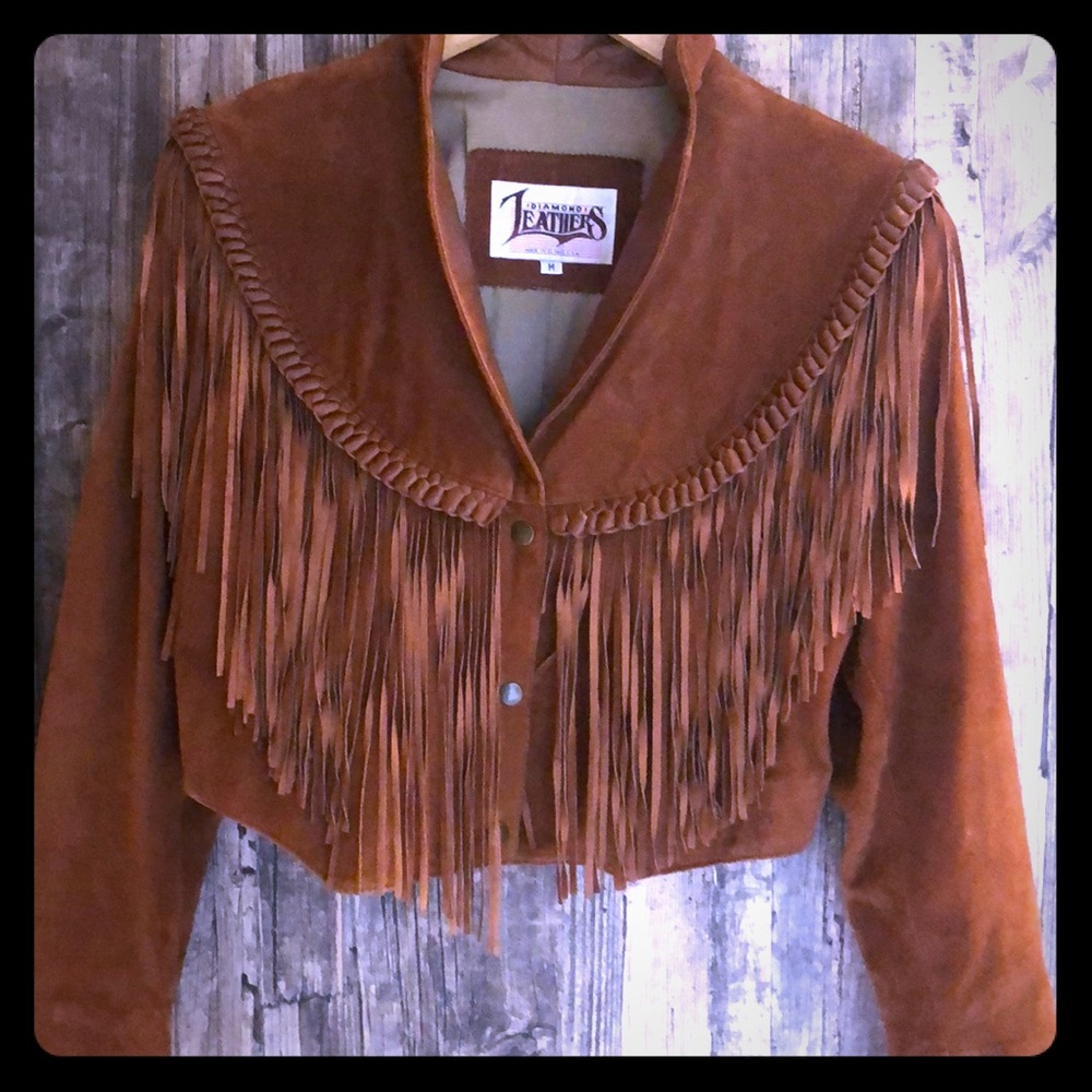 Vintage leather fringe jacket